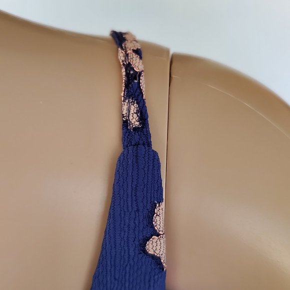 Minuet Fitted Bodycon Dress Women's S Blue V Neck Spaghetti Strap Lined Zipper - Picture 9 of 15